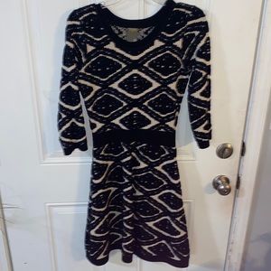 Abstract Textured  Print Scooter Sweater Dress